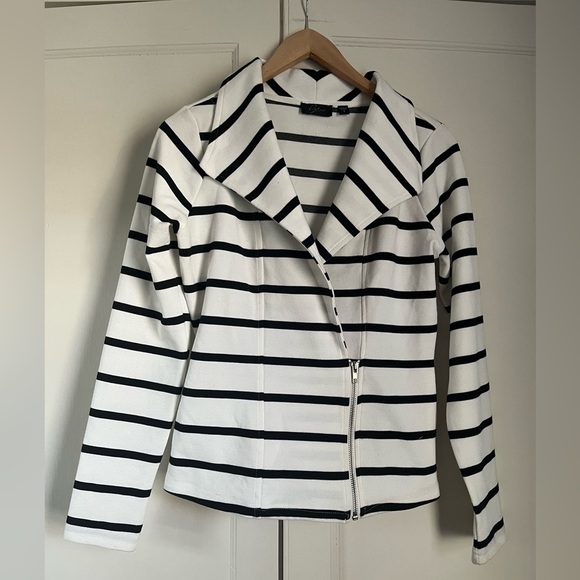 Cyrus Striped Black and White Women's Knit Jacket - Picture 1 of 5
